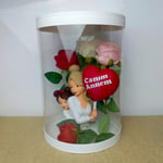 Işıklı Canım Annem Kutu Güller 25cm-Anneler Günü Hediyesi(Anne Kız)
