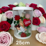 Işıklı Canım Annem Kutu Güller 25cm-Anneler Günü Hediyesi(Anne Kız)