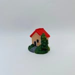 Mini Çam Ağaçlı Ev -Kırmızı-Teraryum Malzemesi