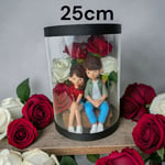 Seni Seviyorum Yazılı -Işıklı -Biblolu Kutu Güller 25cm