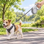 Dogness Otomatik Şerit Köpek Gezdirme Tasması 5 Metre Beyaz