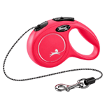 Flexi New Classic XS Kırmızı İp Tipi Otomatik Kedi ve Köpek Gezdirme Tasması 3 m / 8 kg