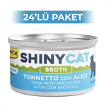 GimCat Shinycat Broth Sos İçinde Ançuezli ve Ton Balıklı Kedi Konservesi 70 gr 24 Adet