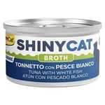 Gimcat Shinycat Broth Sos İçinde Beyaz Balıklı ve Ton Balıklı Kedi Konservesi 70 gr 24'lü