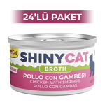 GimCat Shinycat Broth Sos İçinde Tavuklu ve Karidesli Kedi Konservesi 70 gr 24 Adet