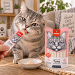 Wanpy Ton Balıklı ve Karidesli Sindirim Destekleyici Kedi Krema Ödül Maması 25x14 gr
