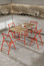 2 Adet Katlanır Kırmızı Metal Sandalye Minderli. Bistro Sandalye 20242k