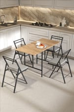 2 Adet Katlanır Siyah Metal Sandalye Minderli Bistro Sandalye 20242s