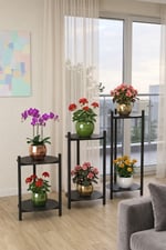 3 BOY METAL TEPSİLİ ÇİÇEKLİK, ÇİÇEK RAFI 1494