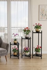 3 BOY METAL TEPSİLİ ÇİÇEKLİK, ÇİÇEK RAFI 1494