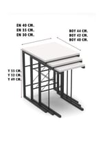 3 Lü Zigon Sehpa Beyaz 3002