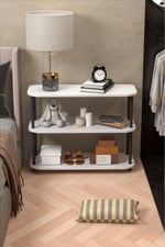 RETODESİGN 3 RAF BEYAZ -SİYAH  90/40 KONSOL, SEHPA, ÇOK AMAÇLI RAF