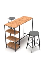 RETODESİGN RAFLI YUVARLAK TABURELİ BAR TAKIMI 4651A