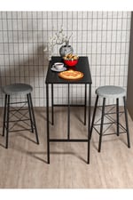 SİYAH YUVARLAK TABURELİ BAR TAKIMI 3655