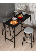 SİYAH YUVARLAK TABURELİ BAR TAKIMI 3655