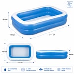 BESTWAY 211 X 132 X 46 CM MAVİ ŞİŞME DİKDÖRTGEN AİLE HAVUZU