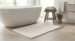 %100 Pamuk 2'li Banyo Paspas Takımı 60x100 cm ve 50x60 cm Yüksek Emici Çiftli Banyo Seti - Krem