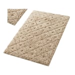 %100 Pamuk 2'li Banyo Paspas Takımı 60x100 cm ve 50x60 cm Yüksek Emici Çiftli Banyo Seti - Vizon