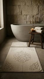 %100 Pamuk 2'li Banyo Paspas Takımı - 60x100 cm ve 50x60 cm Yüksek Emici Çiftli Banyo Seti