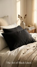 %100 Pamuk 2'li Yastık Kılıfı Seti (50x70 cm) - Siyah Basic / Ranforce