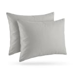 %100 Pamuk 2'li Yastık Kılıfı Seti (50x70 cm) - Gri Basic / Ranforce