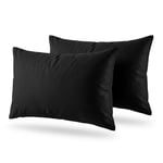 %100 Pamuk 2'li Yastık Kılıfı Seti (50x70 cm) - Siyah Basic / Ranforce