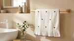 %70 Bambu %30 Pamuk Kalp Nakışlı Fırfırlı Havlu - 30x50 cm ve 50x90 cm Lüks El Yüz Havlusu