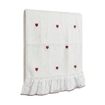 %70 Bambu %30 Pamuk Kalp Nakışlı Fırfırlı Havlu - 30x50 cm ve 50x90 cm Lüks El Yüz Havlusu