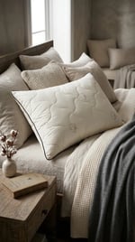 Angel Home %100 Doğal Pamuk Yastık - 50x70 cm İçi Dışı Pamuklu Organik Yastık
