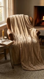 Angel Home Çift Kişilik Well-Soft Battaniye - 200x220 cm Gofraj Kabartma Dokulu Bej