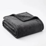 Angel Home Çift Kişilik Well-Soft Battaniye - 200x220 cm Tüy Vermez Düz Antrasit