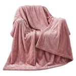 Angel Home Çift Kişilik Well-Soft Battaniye - 180x220 cm Kendinden Desenli Pudra