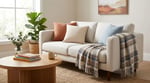 Angel Home Pamuklu Ekose TV Battaniyesi - 130x170 cm Püsküllü Koltuk Şalı