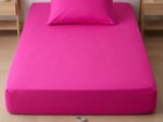 Premium %100 Pamuk Lastikli Çarşaf Takımı 120x200 + 30 cm Yatak Yüksekliği (Fuşya Pembe)