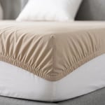 Premium %100 Pamuk Lastikli Çarşaf Takımı 180x200 + 30 cm Yatak Yüksekliği (3 Parça) - Bej