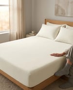 Premium %100 Pamuk Lastikli Çarşaf Takımı 180x200 + 30 cm Yatak Yüksekliği (3 Parça) - Beyaz