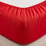 Premium %100 Pamuk Lastikli Çarşaf Takımı 180x200 + 30 cm Yatak Yüksekliği (3 Parça) - Kırmızı