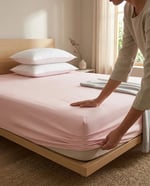 Premium %100 Pamuk Lastikli Çarşaf Takımı 180x200 + 30 cm Yatak Yüksekliği (3 Parça) - Pudra