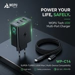 WOPU Tech WP-C14 65W Süper Hızlı Şarj Adaptörü Kablolu Se