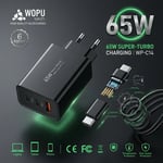 WOPU Tech WP-C14 65W Süper Hızlı Şarj Adaptörü Kablolu Se