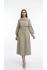 Geniş Bebe Yaka Büzgülü Astarsız Yazlık Trençkot
