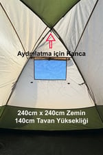 4 Kişilik Kamp Çadırı 3 Mevsim Çift Katmanlı Çift Renk Kumaş 240cm X 240cm X 140cm
