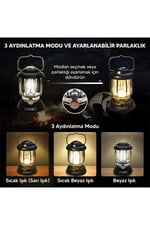 Hag Ayarlı Kamp Lambası Şarjlı Modern Kandil Çok Fonksiyonlu Çadır Dış Mekan Aydınlatması
