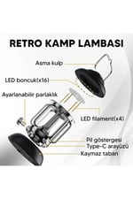 Hag Ayarlı Kamp Lambası Şarjlı Modern Kandil Çok Fonksiyonlu Çadır Dış Mekan Aydınlatması