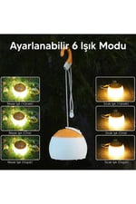 Hag Kamp Lambası Kancalı ve Ayarlanabilir 6 Farklı Işık Ayarlı Çadır Aydınlatması
