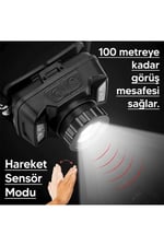 Hag Şarjlı Kafa Lambası Hareket Sensörlü Zoomlu Kamp Feneri Balıkçı Avcı Feneri