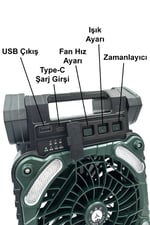 Hag Solar Kamp Lambası Şarjlı Vantilatör Güneş Enerjili ve Zaman Ayarlı Kamp Lambası