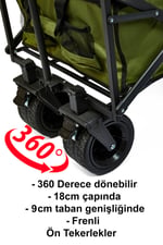 Kamp Arabası Arkası Açılabilir Taşıma Arabası Vagon Alışveriş Arabası Frenli Ve Geniş Tekerlekli