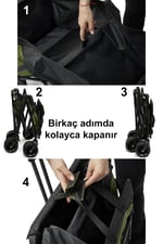Kamp Arabası Arkası Açılabilir Taşıma Arabası Vagon Alışveriş Arabası Frenli Ve Geniş Tekerlekli