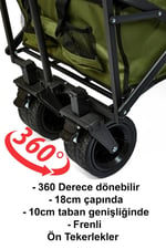 Kamp Arabası Arkası Açılabilir Taşıma Arabası Vagon Alışveriş Arabası Frenli Ve Geniş Tekerlekli